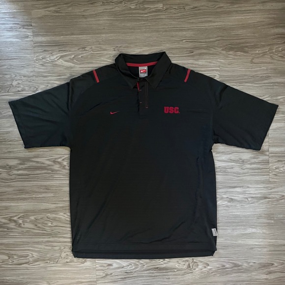 Nike Other - Nike Team USC Trojans Polo Shirt Mens Large Black Fit Dry Short Sleeve 20725X